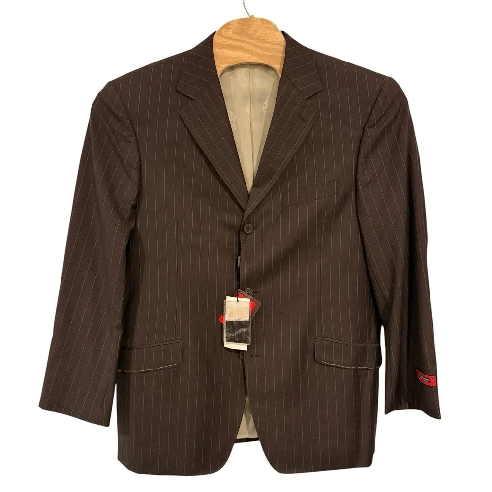 NWT Steve Harvey Modern Classics Striped Blazer 44R Super 120s Merino Wool